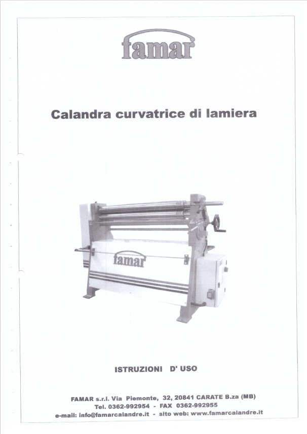 Calandra curvatrice di lamiera Famar