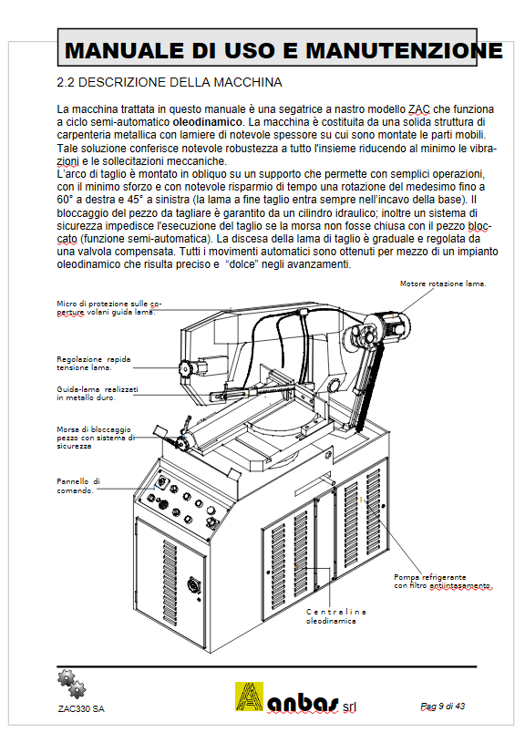 Segatrice a nastro Anbas ZAC330SA