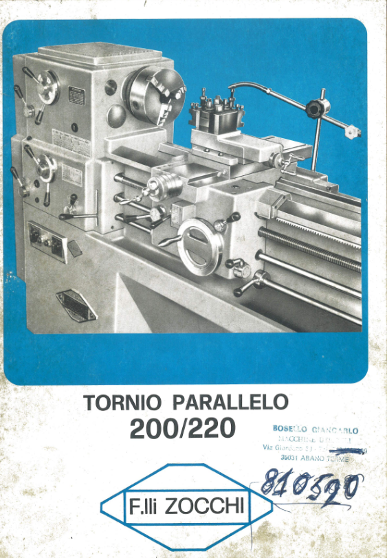 Tornio parallelo Zocchi 200/220